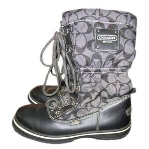 Coach Shaine Signature Logo Nylon All Weather Rain Snow Rubber bottom boots 5.5